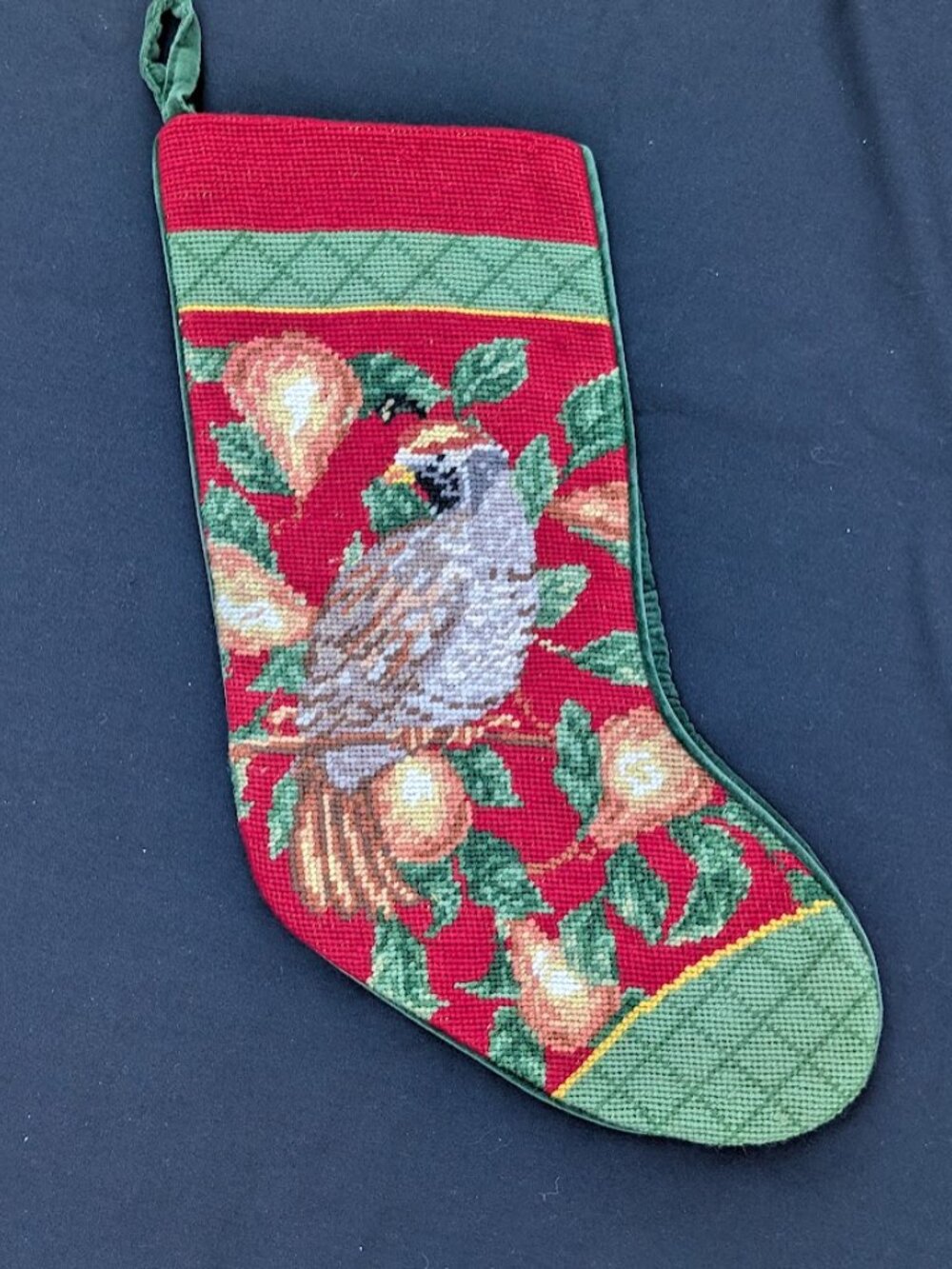 Last 1 Handmade Wool Needlepoint Stocking Bird NWOT